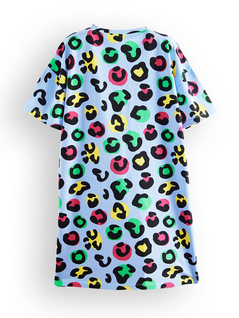 Denokids Leopard Girl Oversize Blue Dress - Image 4